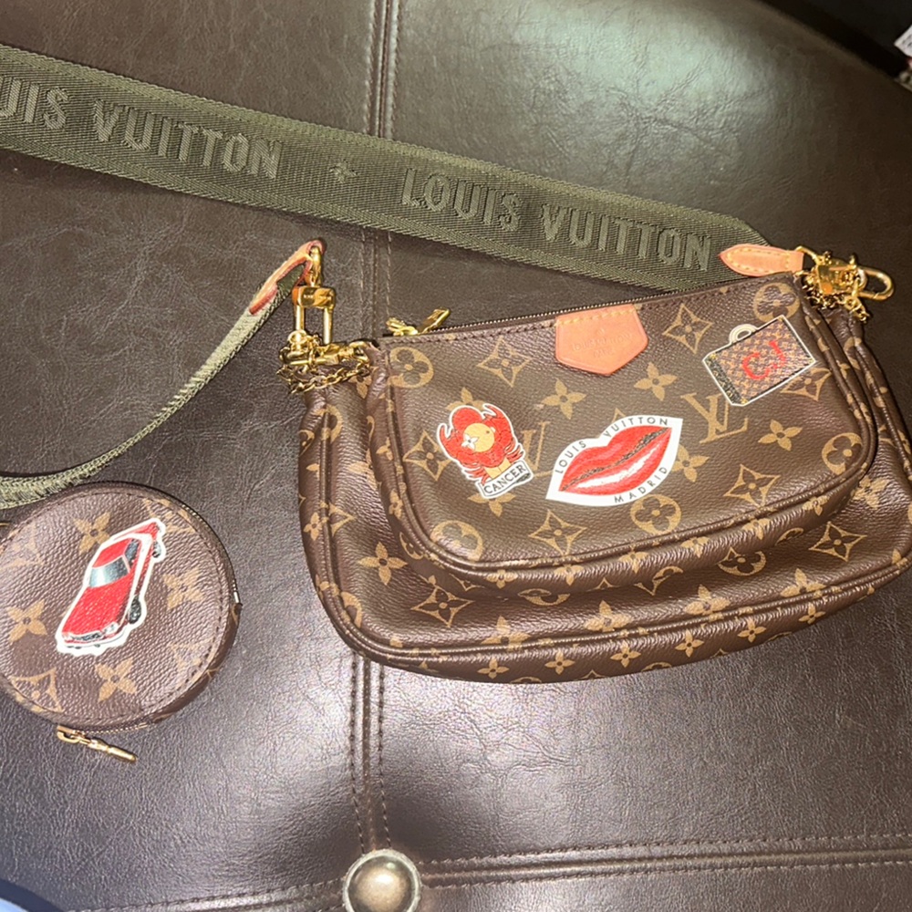 Louis Vuitton Brown Monogram Crossbody Bag with Patches